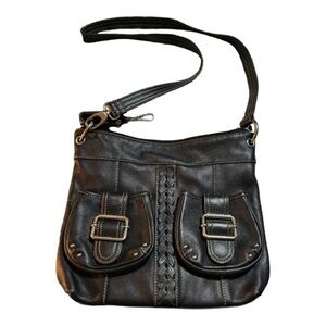 Tignanello Black Leather Crossbody Bag Convertible Shoulder Bag